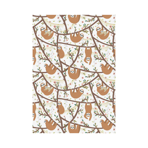 Sloths hanging on the tree pattern House Flag Garden Flag