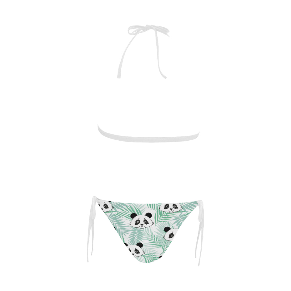 Panda pattern tropical leaves background Sexy Bikinis Two-Piece Swimsuits