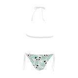 Panda pattern tropical leaves background Sexy Bikinis Two-Piece Swimsuits