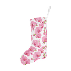 pink purple orchid pattern background Christmas Stocking