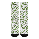 Hand drawn sketch style green Chili peppers patter Crew Socks