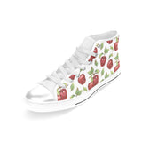 Red apples pattern Women's High Top Canvas Shoes White