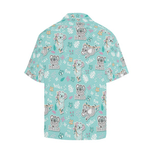 Cute koalas blue background pattern Men's All Over Print Hawaiian Shirt