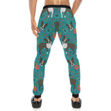 Boston terrier beautiful flower pattern Unisex Casual Sweatpants