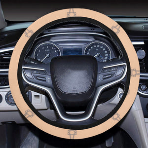 Engine Piston Cream Background Pattern Print Desig Car Steering Wheel Cover