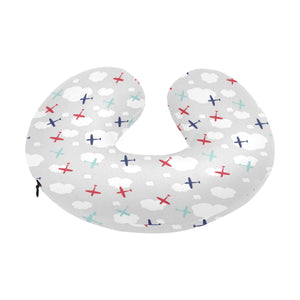 Airplane cloud grey background U-Shaped Travel Neck Pillow