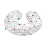 Airplane cloud grey background U-Shaped Travel Neck Pillow