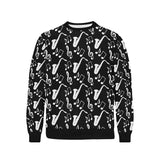 Saxophone music notes treble clef black white them Men's Crew Neck Sweatshirt