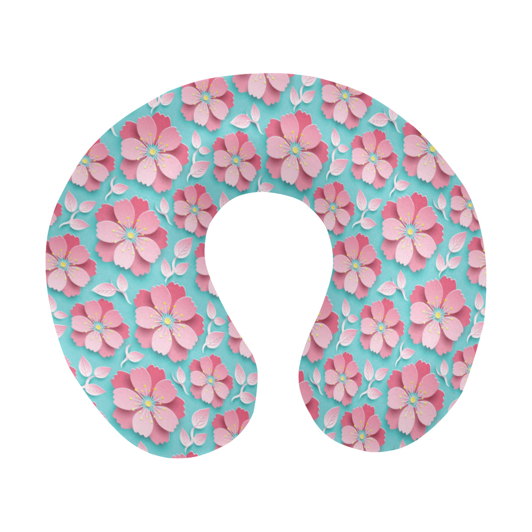 3D sakura cherry blossom pattern U-Shaped Travel Neck Pillow
