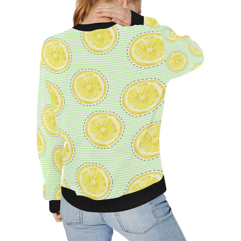 slice of lemon pattern Women's Crew Neck Sweatshirt