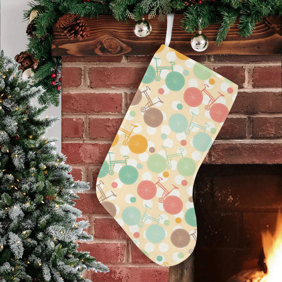 Bicycle Pattern Print Design 01 Christmas Stocking