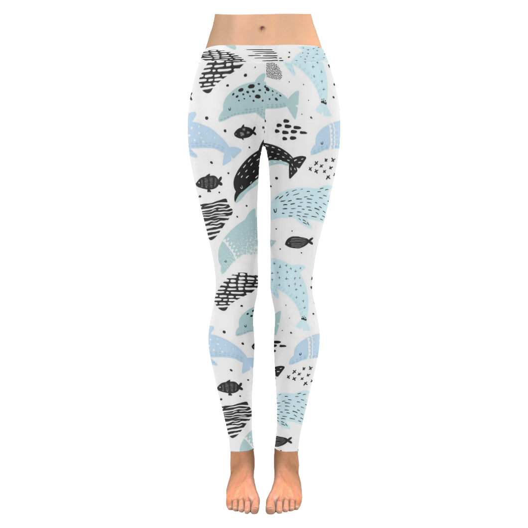 Cute dolphins Childish Style pattern Women's Legging Fulfilled In US