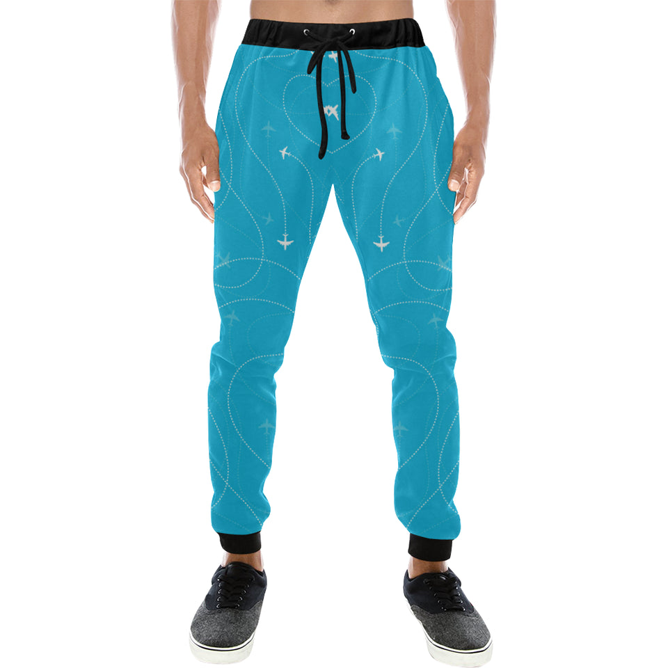 Airplane destinations blue background Unisex Casual Sweatpants