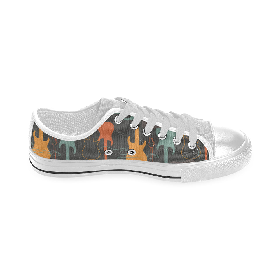 electric guitars pattern Men's Low Top Shoes White