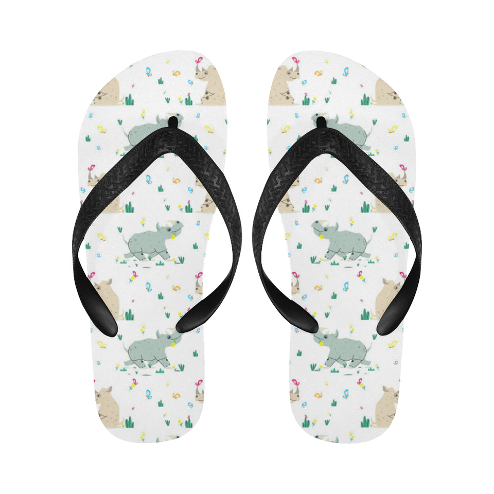 Cute Rhino pattern Unisex Flip Flops