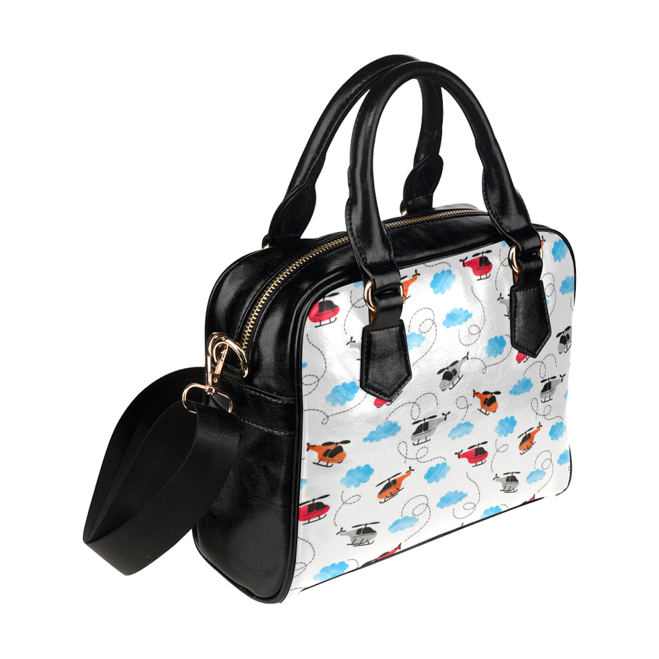 Watercolor helicopter cloud pattern Shoulder Handbag