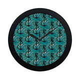 Anchor nautical green background Elegant Black Wall Clock