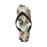 Monkey red hibiscus flower palm leaves floral patt Unisex Flip Flops