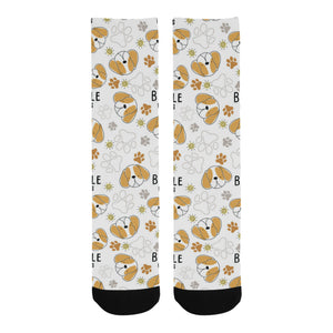 Cute beagle dog pattern background Crew Socks