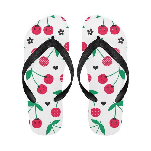 cherry pattern white background Unisex Flip Flops