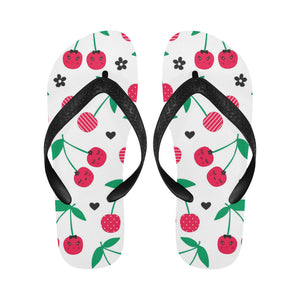cherry pattern white background Unisex Flip Flops