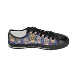 Sugar skull flower pattern Women's Low Top Canvas Shoes Black