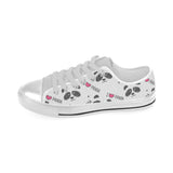 Hand Drawn faces of pandas pattern Men's Low Top Canvas Shoes White