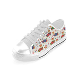 Corgi Christmas Pattern Men's Low Top Canvas Shoes White