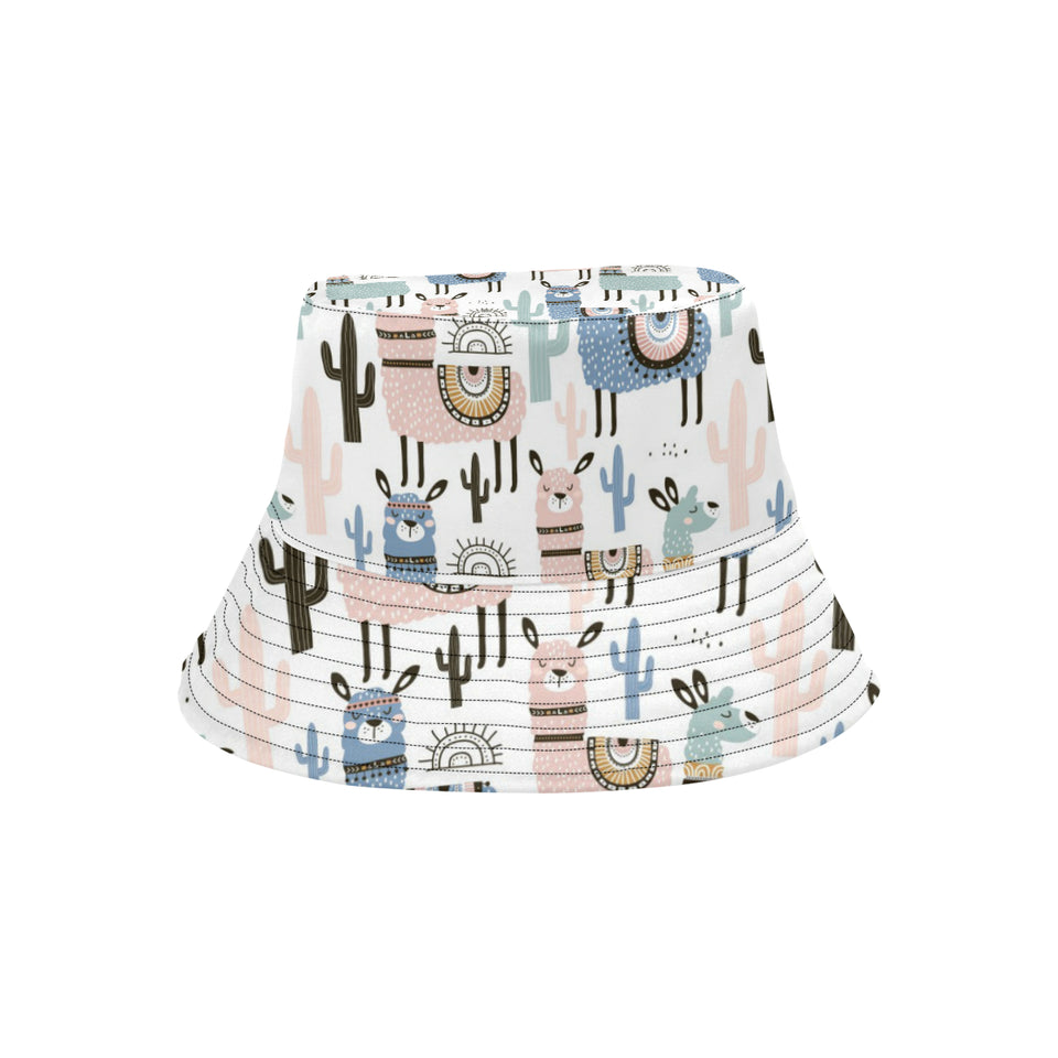 lama Alpaca cactus hand drawn pattern Unisex Bucket Hat