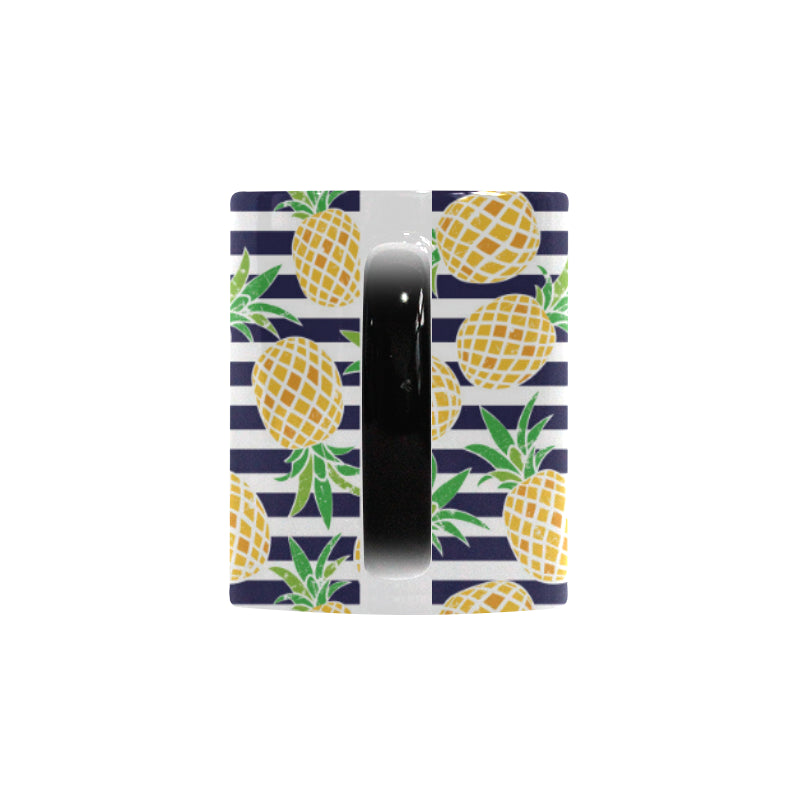 Pineapples pattern striped background Morphing Mug Heat Changing Mug