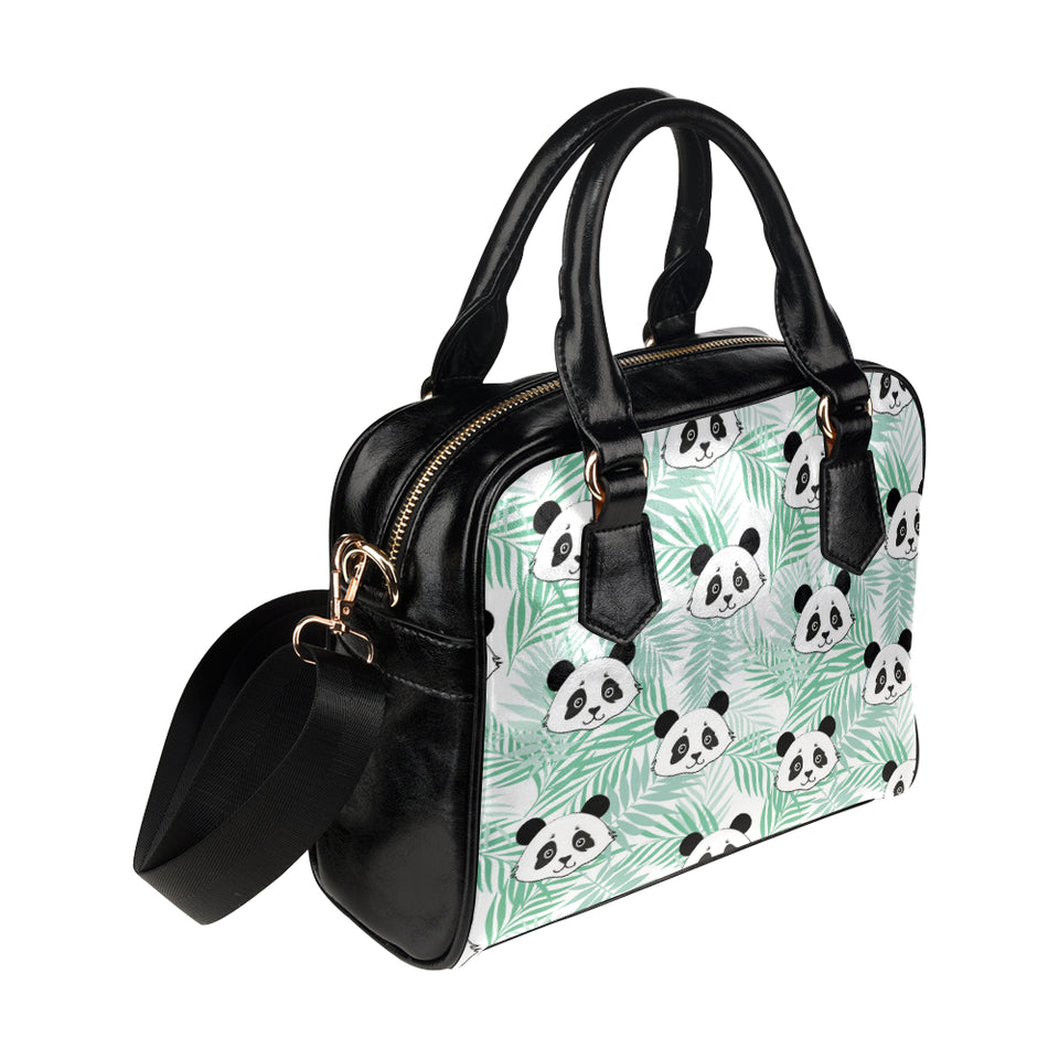 Panda pattern tropical leaves background Shoulder Handbag