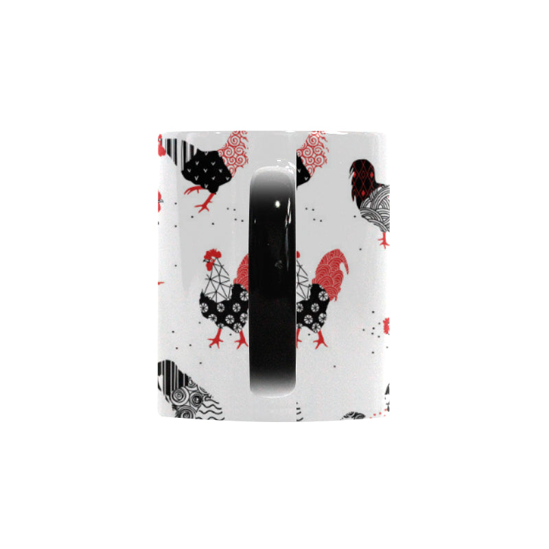 Cool rooster chicken cock floral ornament backgrou Morphing Mug Heat Changing Mug