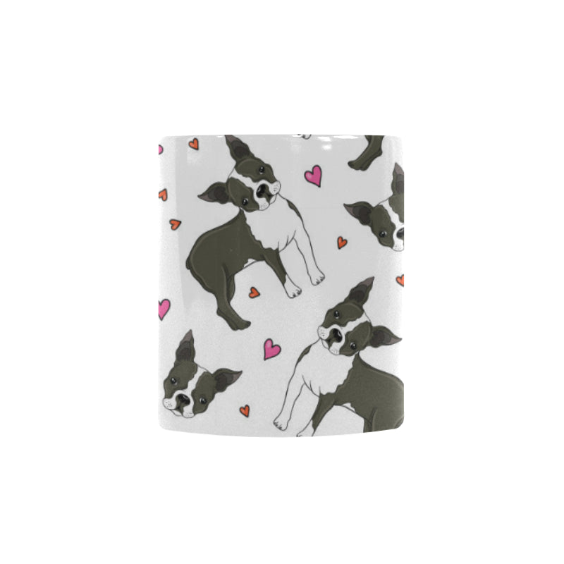 Boston terrier dog hearts vector pattern Morphing Mug Heat Changing Mug
