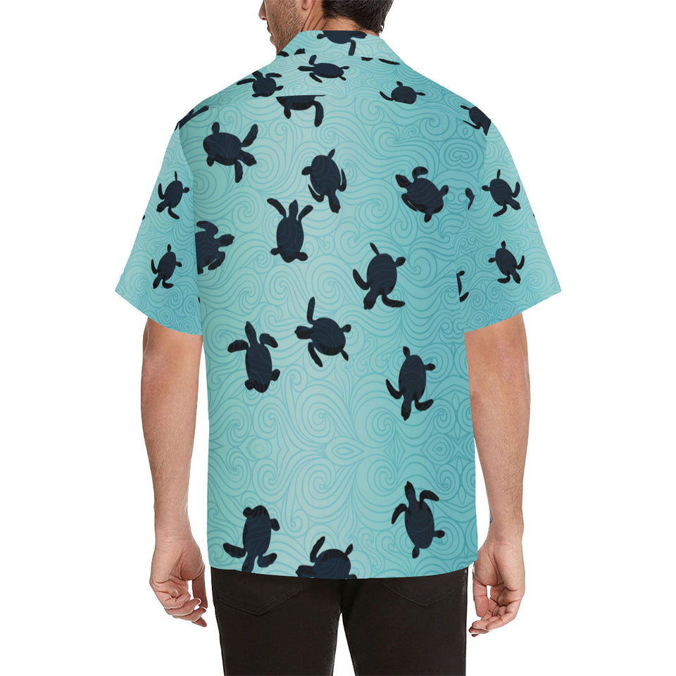 Sea turtle with blue ocean backgroud Men's All Over Print Hawaiian Shirt