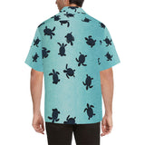 Sea turtle with blue ocean backgroud Men's All Over Print Hawaiian Shirt
