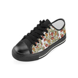 Red tulips and daffodils pattern Kids' Boys' Girls' Low Top Canvas Shoes Black