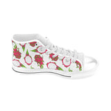 dragon fruits white background Men's High Top Canvas Shoes White