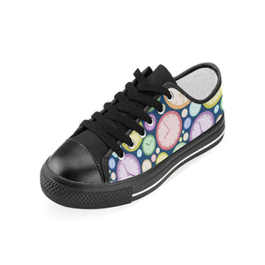 Colorful clock background Kids' Boys' Girls' Low Top Canvas Shoes Black