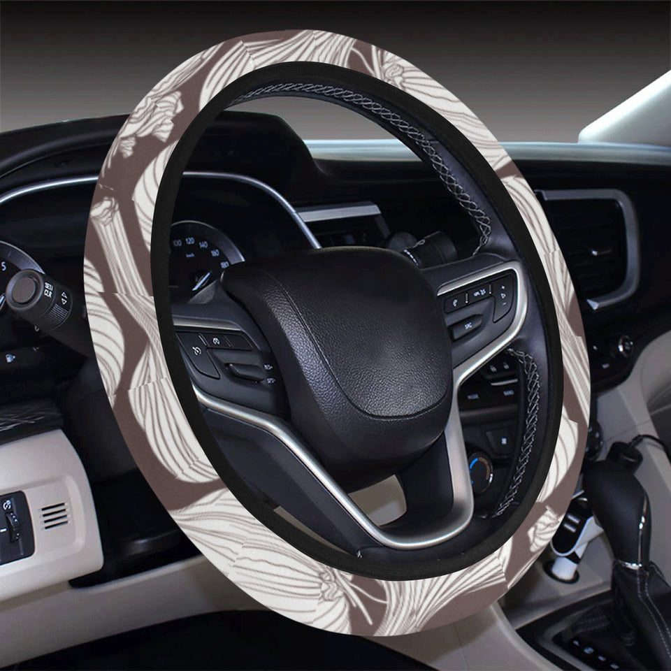 Garlic bulb dark background Car Steering Wheel Cover