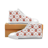Daruma japanese wooden doll design pattern Men's High Top Canvas Shoes White