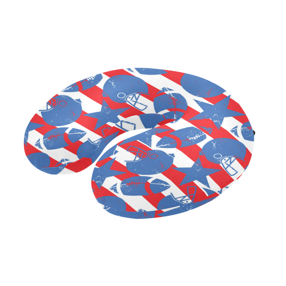 American football ball star stripes pattern U-Shaped Travel Neck Pillow
