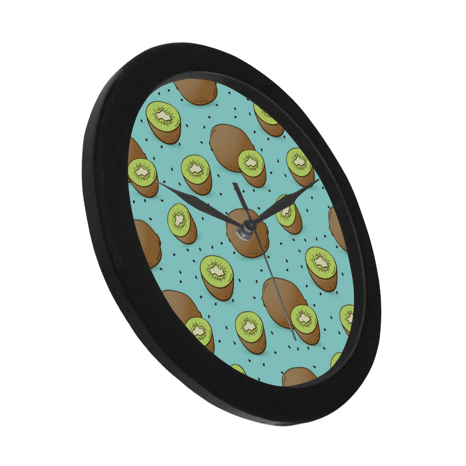 Kiwi blue background Elegant Black Wall Clock