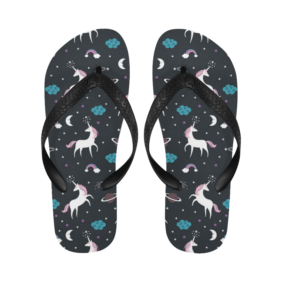 unicorn rainbows moon clound star pattern Unisex Flip Flops