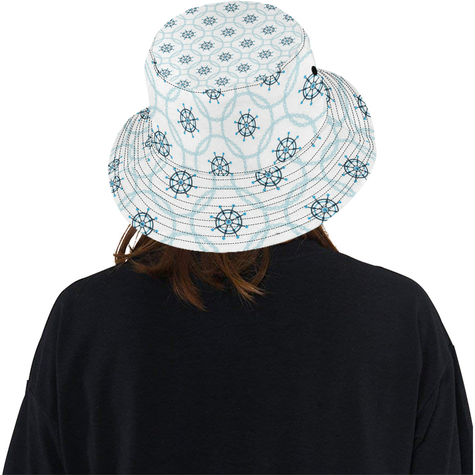 nautical steering wheel chain Unisex Bucket Hat