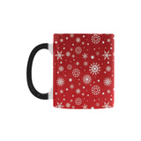 Snowflake pattern red background Morphing Mug Heat Changing Mug