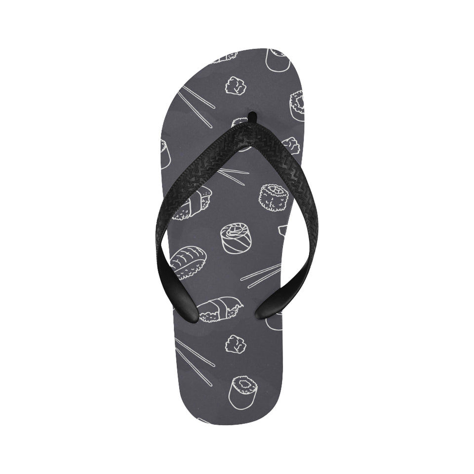 sushi pattern black background Unisex Flip Flops