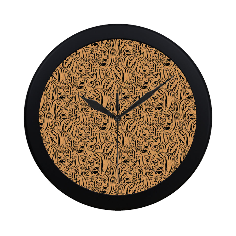 Bengal tigers pattern Elegant Black Wall Clock