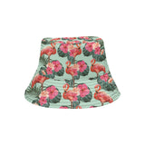 Beautiful flamingo tropical palm leaves hibiscus p Unisex Bucket Hat
