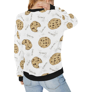 Sketch style cookie pattern Women's Crew Neck Sweatshirt