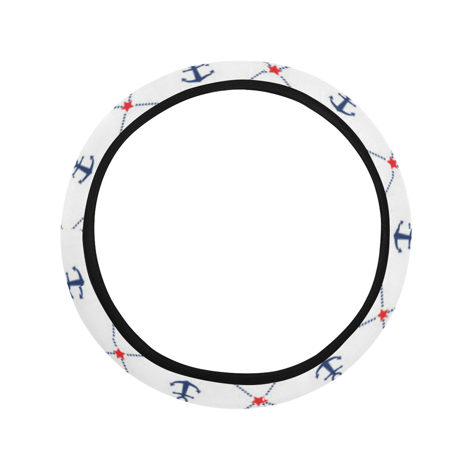 Anchor rudder nautical design pattern Car Steering Wheel Cover